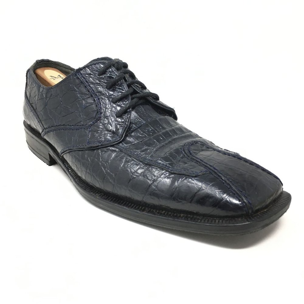 David Eden Oxfords Shoe Size 9 Blue Full Crocodile
